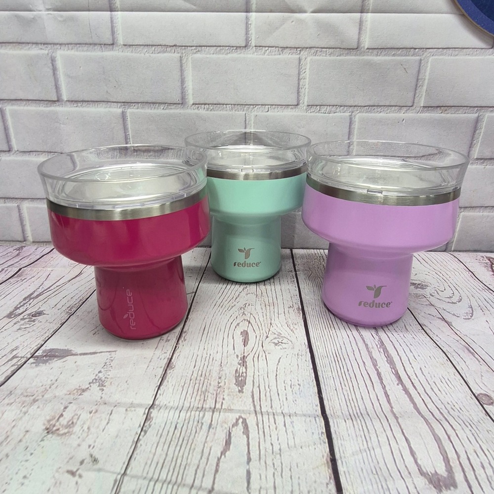 Reduce 12oz Vacuum Insulated Stainless Steel Wine Tumbler 3Pack Pink Teal Purple
